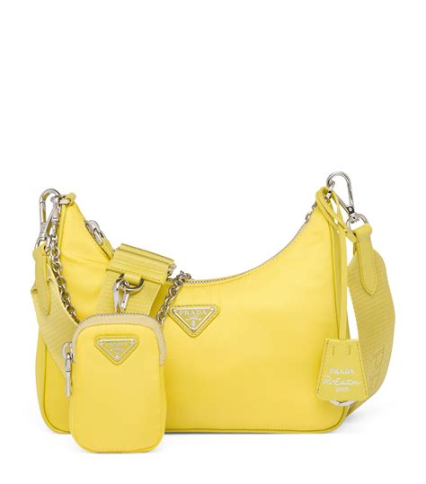 prada yellow perforated leather shoulder bag|prada small nylon shoulder bag.